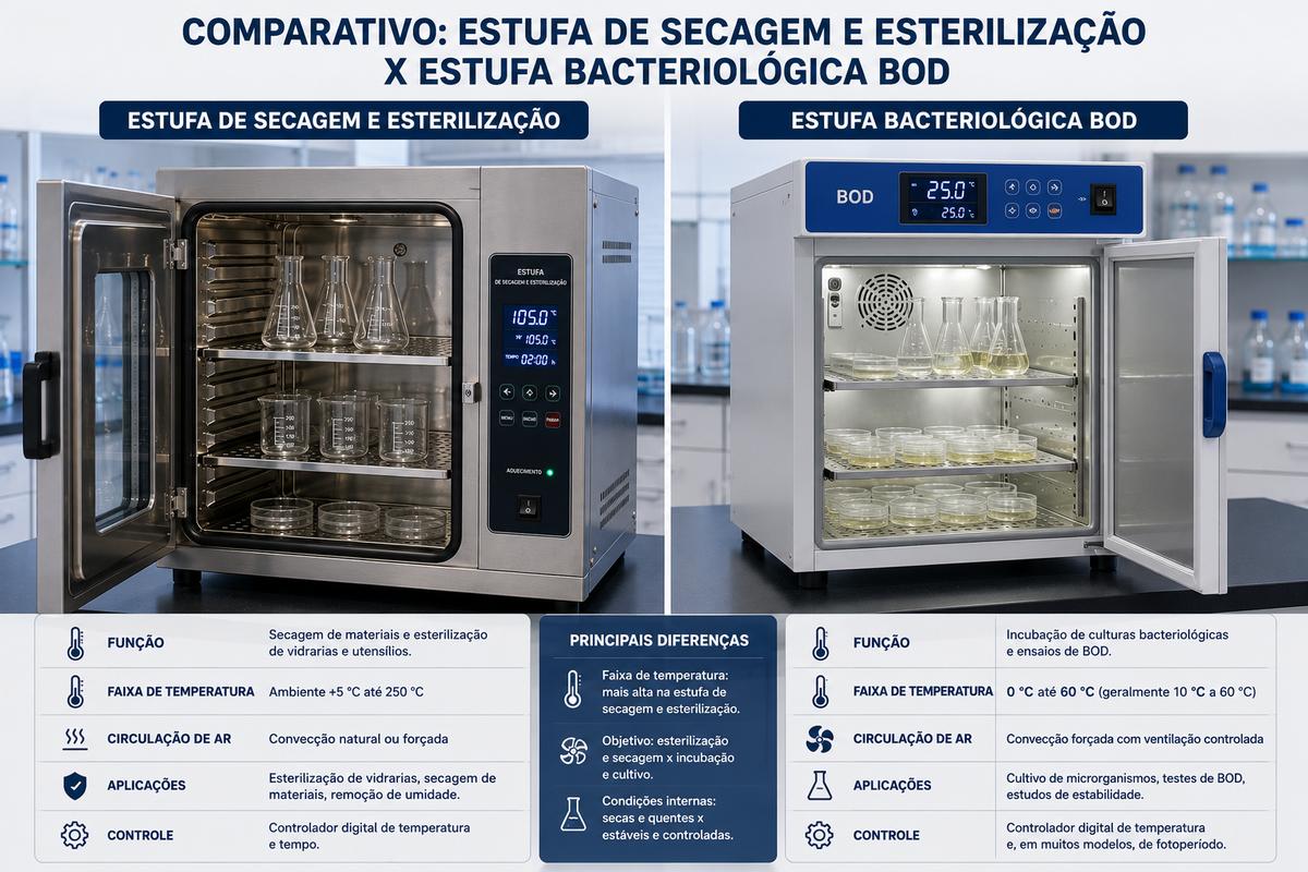 Estufa de Secagem e Esterilização vs. Estufa Bacteriológica: Diferenças e Como Escolher